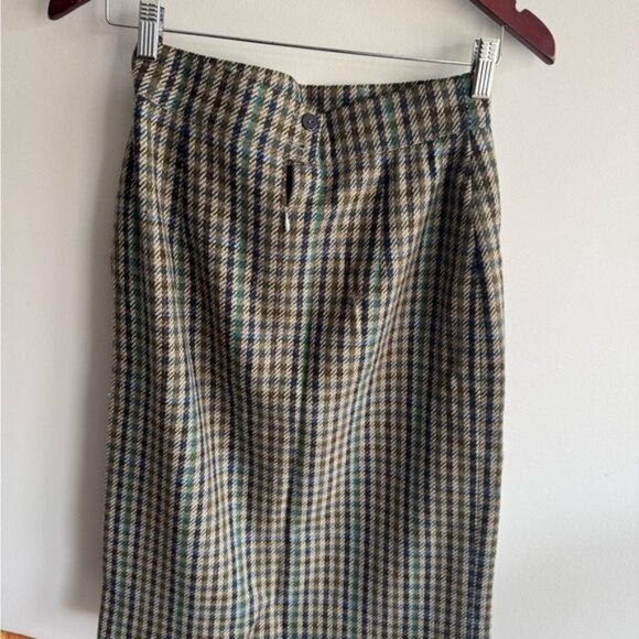 Escada Multi-Colour wool small Plaid Pencil Skirt - Picture 7 of 9